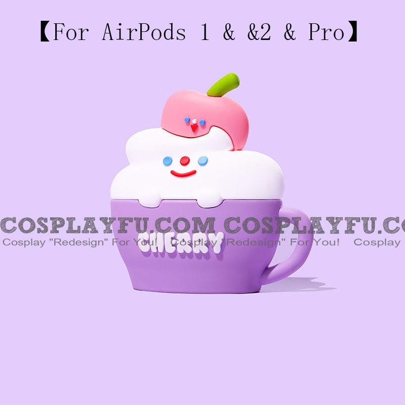 Cute Cherry Strawberry Ice cream | Airpod Case | Silicone Case for Apple AirPods 1, 2, Pro Cosplay